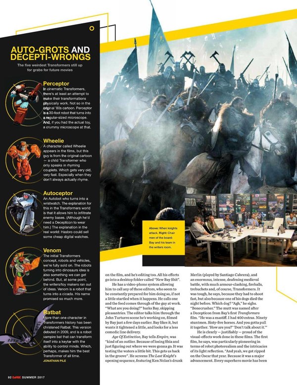 Transformers The Last Knight Empire Magazine Article Scans  (3 of 4)